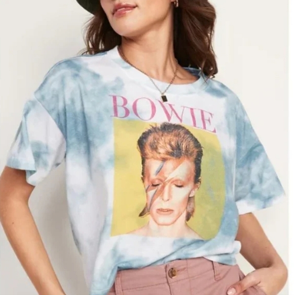 ⭐️40% Off⭐️ David Bowie Cropped Blue Tie-dye T-shirt - Picture 11 of 15